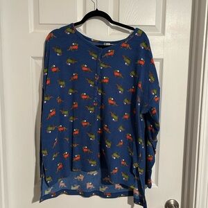 Aerie Blue printed waffle knit top